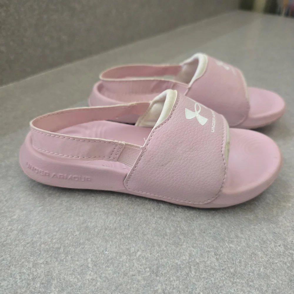 Under Armour Girl's Pink Slide Sandals With Back Strap Size 11K